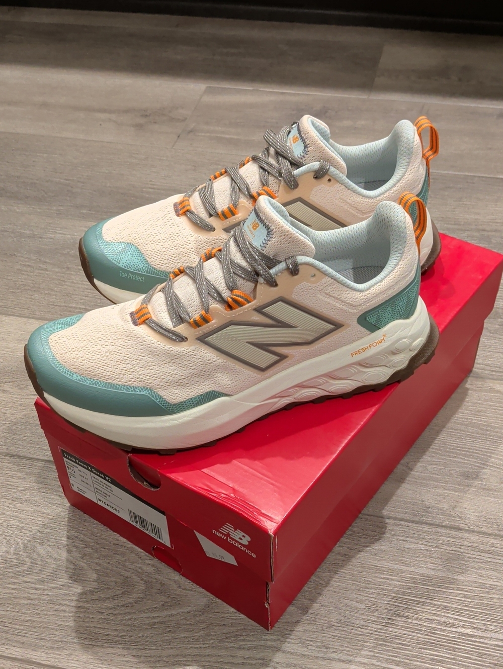 New Balance Women's Trail Runner Sneakers - Cream, Teal & Orange